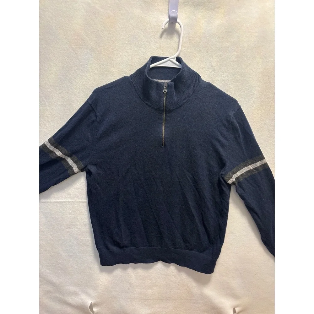 Banana Republic Mens Navy Blue Pima Cotton& Cashmere 1/4 Zip Sweater Size M